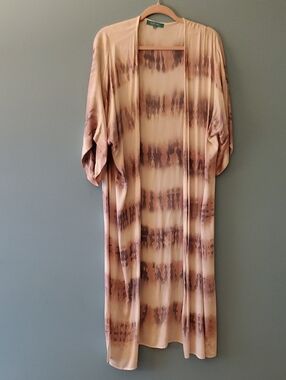 River + Sky Beige and Brown Tie-Dye Long Kaftan